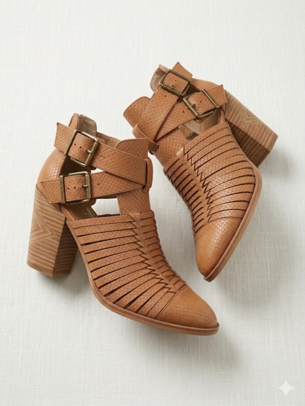 Gianni Bini Wrapped-Up Leather Cut Out Booties - Sz 9